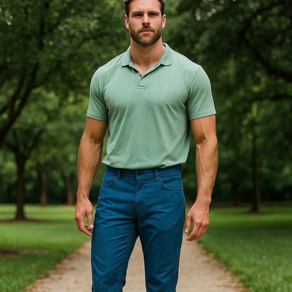 DKNY SOHO Men 36/32 Relaxed Blue Embroidered Pockets Vintage Throwback Preppy